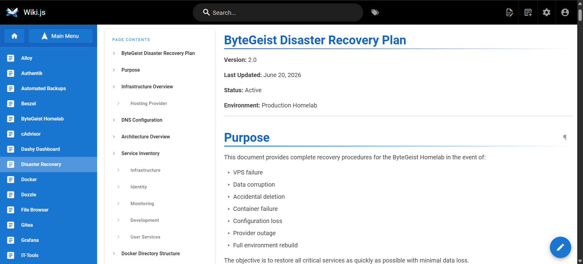 ByteGeist disaster recovery documentation