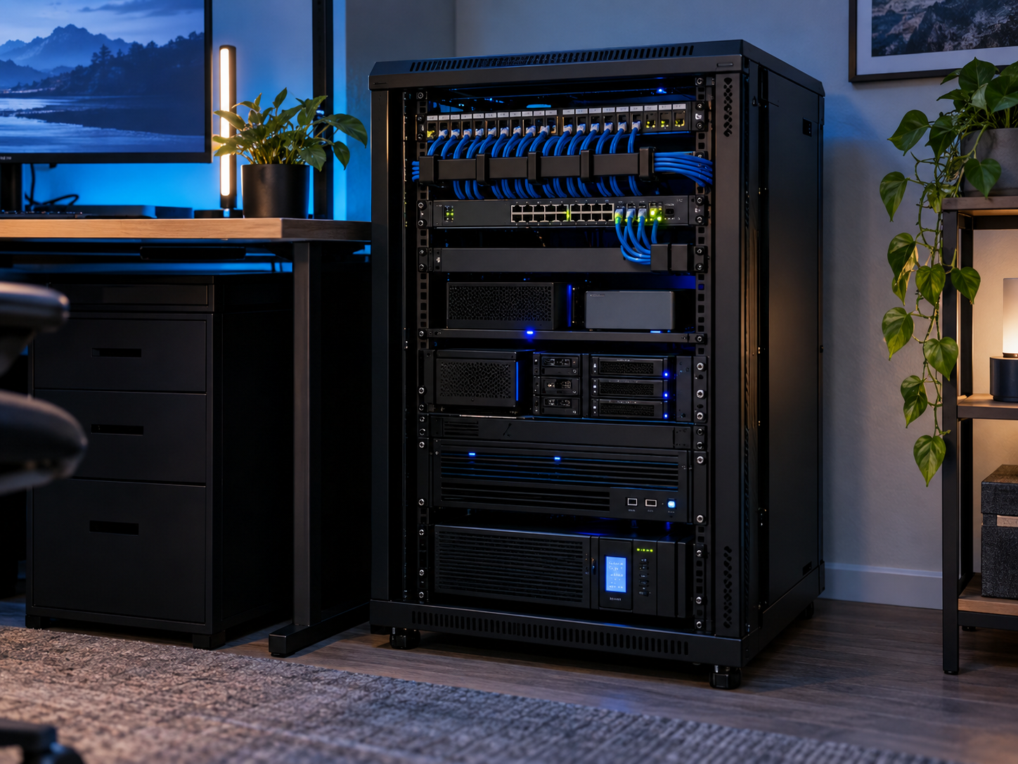 Home server rack and homelab workspace